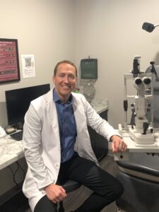 Ian Carr, OD, in one of his office's exam rooms. Dr. Carr says having a contact lens to offer patients like NaturalVue Enhanced Multifocal 1 Day Contact Lens is a tremendous practice differentiator.